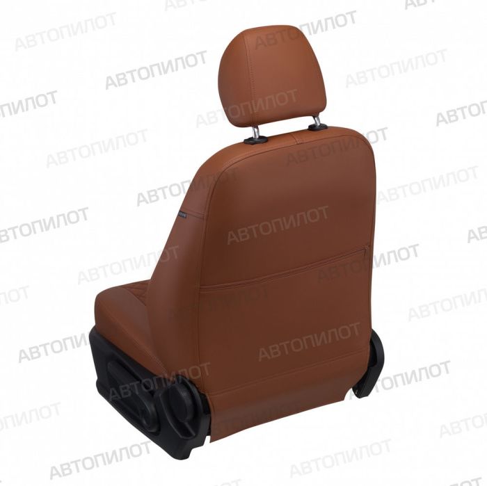 Seat covers for Mitsubishi L200 from 2007 to 2013, diamond pattern, alcantara, brown, Autopilot