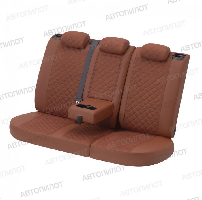 Seat covers for Mitsubishi L200 from 2007 to 2013, diamond pattern, alcantara, brown, Autopilot