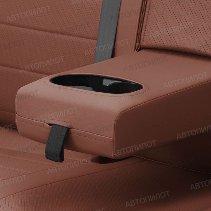 Seat covers Lada Priora from 2014 to 2018, hatchback, pattern Stitching, eco-leather, brown, Autopilot