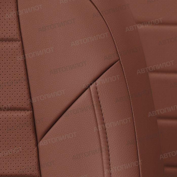 Seat covers Lada Priora from 2014 to 2018, hatchback, pattern Stitching, eco-leather, brown, Autopilot