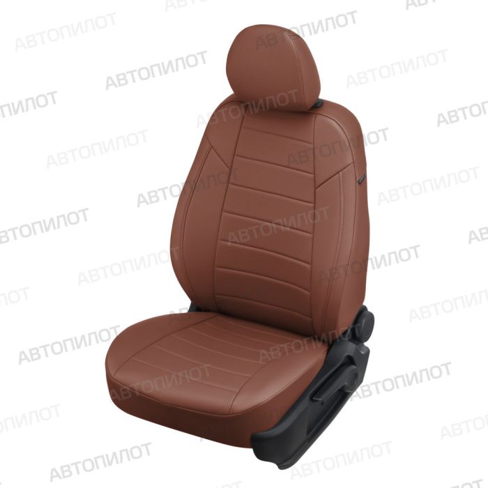 Seat covers Lada Priora from 2014 to 2018, hatchback, pattern Stitching, eco-leather, brown, Autopilot