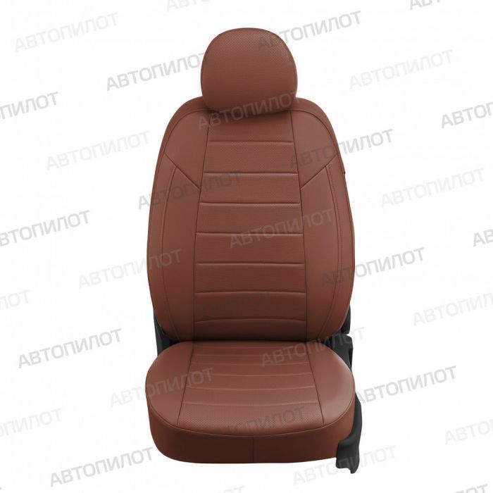 Seat covers Lada Priora from 2014 to 2018, hatchback, pattern Stitching, eco-leather, brown, Autopilot