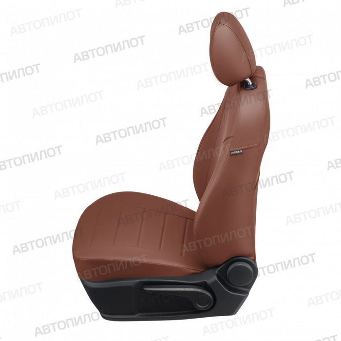 Seat covers Lada Priora from 2014 to 2018, hatchback, pattern Stitching, eco-leather, brown, Autopilot