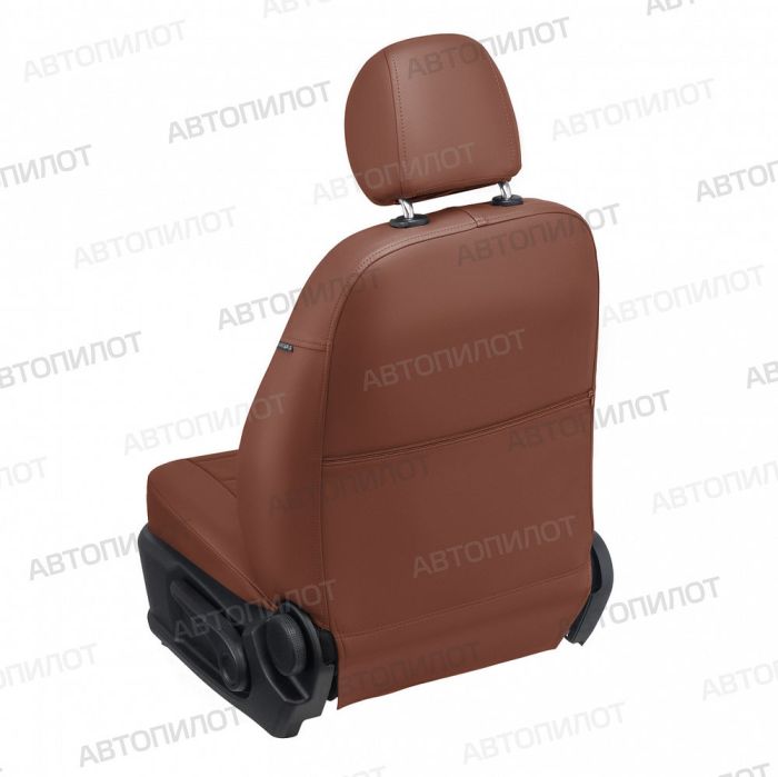 Seat covers Lada Priora from 2014 to 2018, hatchback, pattern Stitching, eco-leather, brown, Autopilot