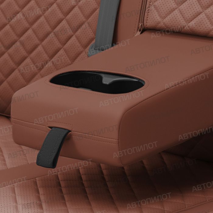 Seat covers Lada Largus from 2012 to 2021, 5 seats, rear separate backrest 40/60, Rhombus pattern, eco-leather, brown, Autopilot