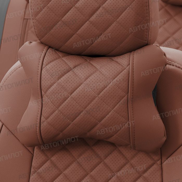 Seat covers Lada Largus from 2012 to 2021, 5 seats, rear separate backrest 40/60, Rhombus pattern, eco-leather, brown, Autopilot