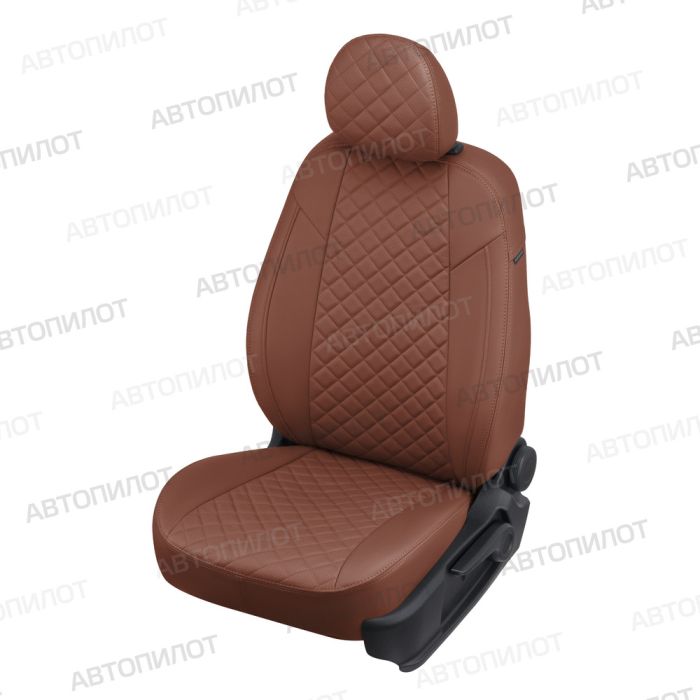 Seat covers Lada Largus from 2012 to 2021, 5 seats, rear separate backrest 40/60, Rhombus pattern, eco-leather, brown, Autopilot