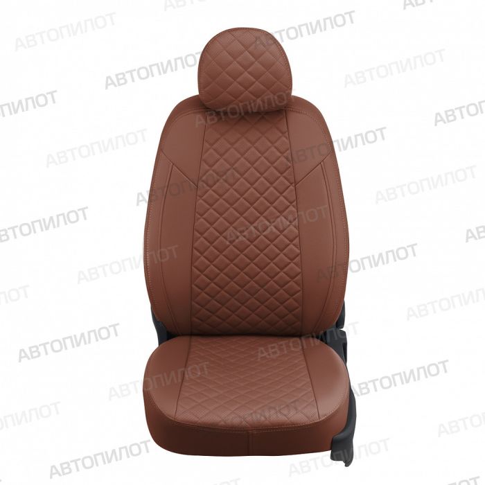 Seat covers Lada Largus from 2012 to 2021, 5 seats, rear separate backrest 40/60, Rhombus pattern, eco-leather, brown, Autopilot