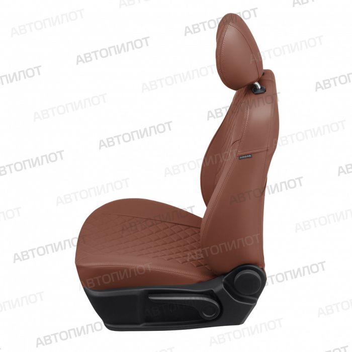 Seat covers Lada Largus from 2012 to 2021, 5 seats, rear separate backrest 40/60, Rhombus pattern, eco-leather, brown, Autopilot