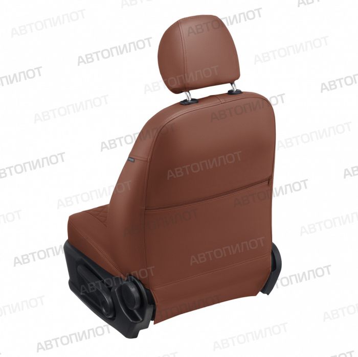 Seat covers Lada Largus from 2012 to 2021, 5 seats, rear separate backrest 40/60, Rhombus pattern, eco-leather, brown, Autopilot