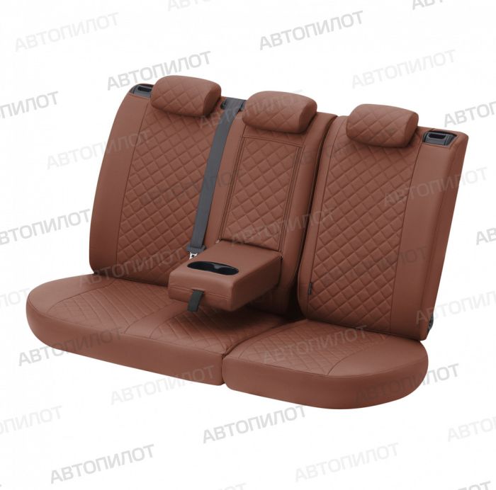 Seat covers Lada Granta from 2011 to 2022, sedan, hatchback, rear. separate backrest 40/60, Rhombus pattern, eco-leather, brown, Autopilot