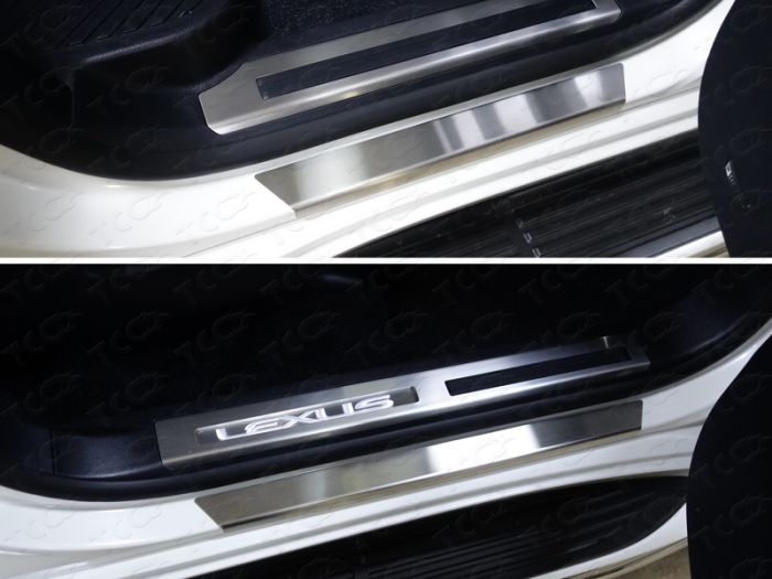 Door sills Lexus LX 570 from 2015 to 2022, excl. set F-Sport, no lettering, brushed stainless steel steel, ext. painted, set of 4 pcs., TSS Tuning art. LEXLX450d15-06