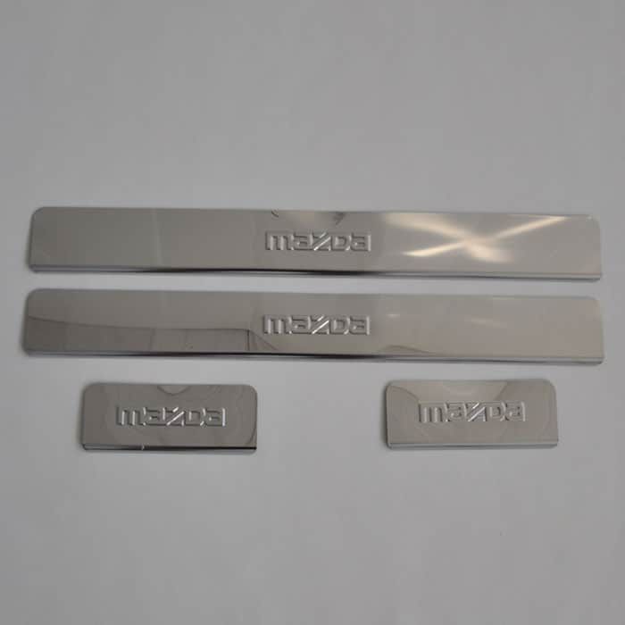 Door sills Mazda 3 from 2013 to 2022, set of 4 pcs., stainless steel steel, 3M tape, Lider