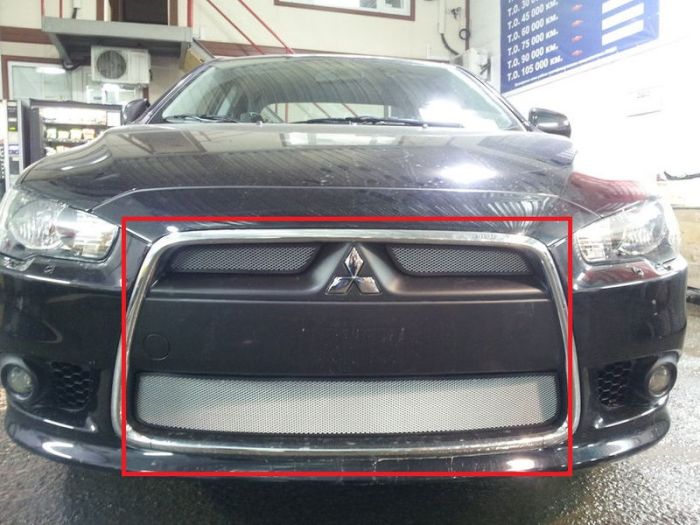 Mitsubishi Lancer radiator grill from 2011 to 2015, 3 parts, silver, Standard, AllEst