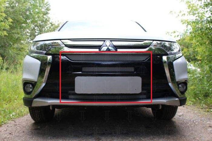 Mitsubishi Outlander radiator grill from 2015 to 2018, 4 parts, silver, Standart, AllEst