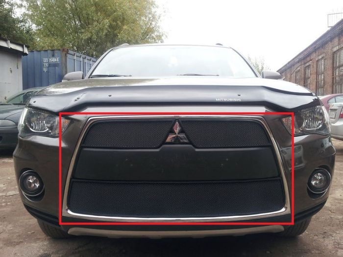 Grid radiator Mitsubishi Outlander XL from 2010 to 2012, 3 parts, black, Standart, AllEst