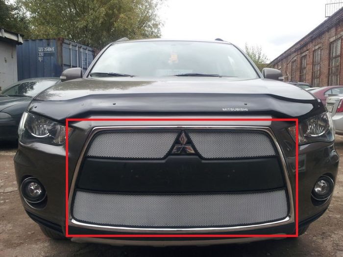 Mitsubishi Outlander XL radiator mesh from 2010 to 2012, 3 parts, silver, Standart, AllEst