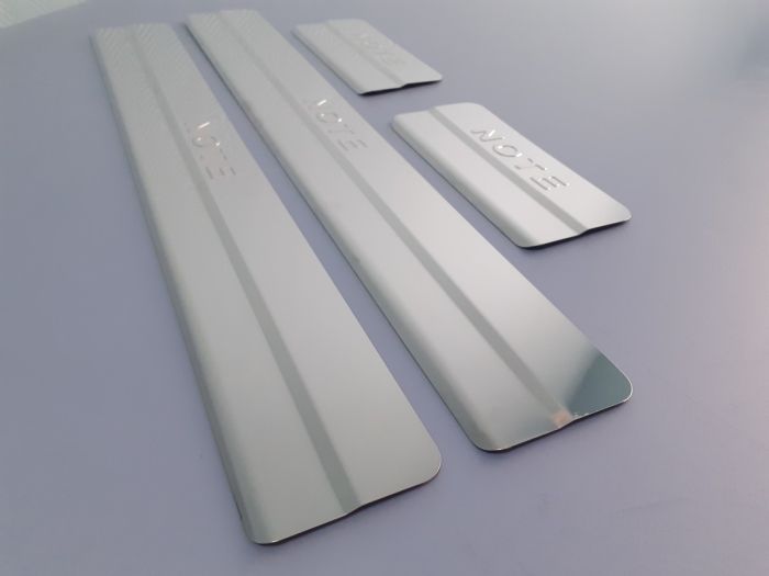 Door sills Nissan Note from 2005 to 2014, set of 4 pcs., stainless steel steel, 3M tape, Lider