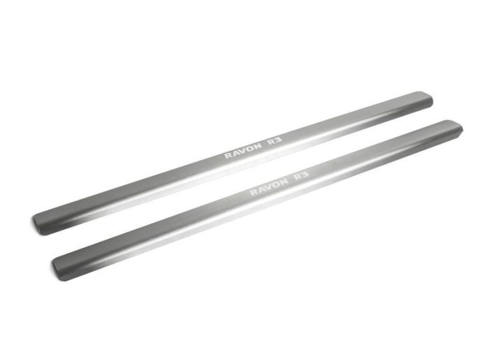 Door sills Ravon Nexia R3 from 2016 to 2022, set of 2 pcs., stainless steel steel, Rival art. NP.1302.3