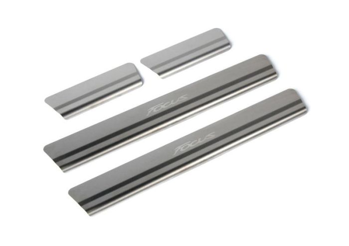 Door sills Ford Focus from 2015 to 2022, set of 4 pcs., stainless steel steel, Rival art. NP.1801.3