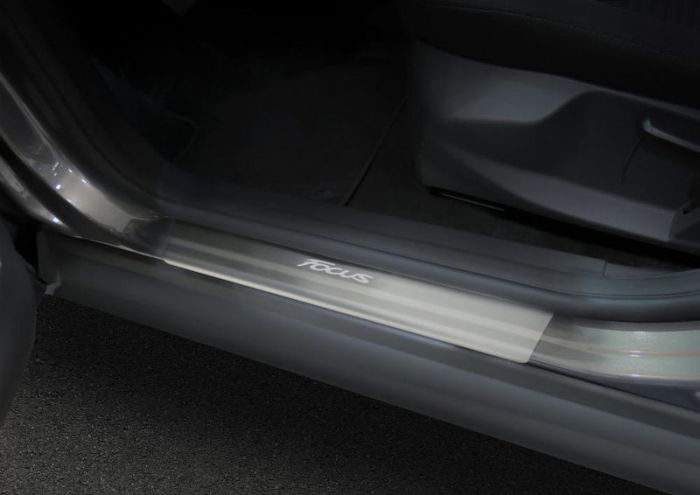 Door sills Ford Focus from 2015 to 2022, set of 4 pcs., stainless steel steel, Rival art. NP.1801.3