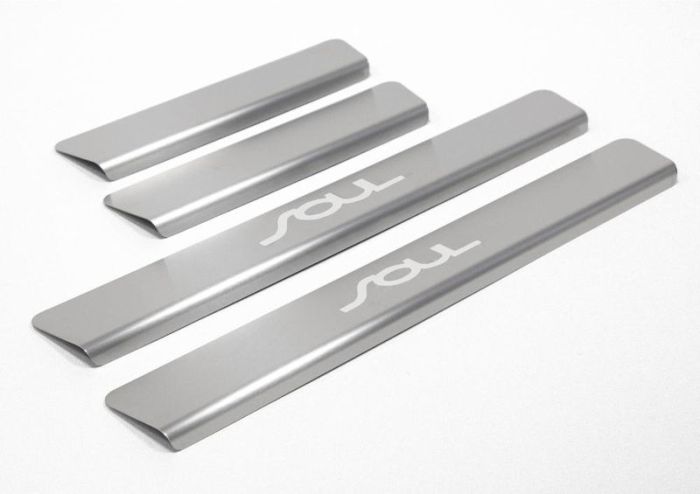 Door sills Kia Soul from 2017 to 2022, set of 4 pcs., stainless steel steel, Rival art. NP.2812.3