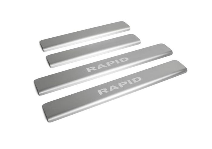 Door sills Skoda Rapid from 2014 to 2022, set of 4 pcs., stainless steel steel, Rival art. NP.5104.3