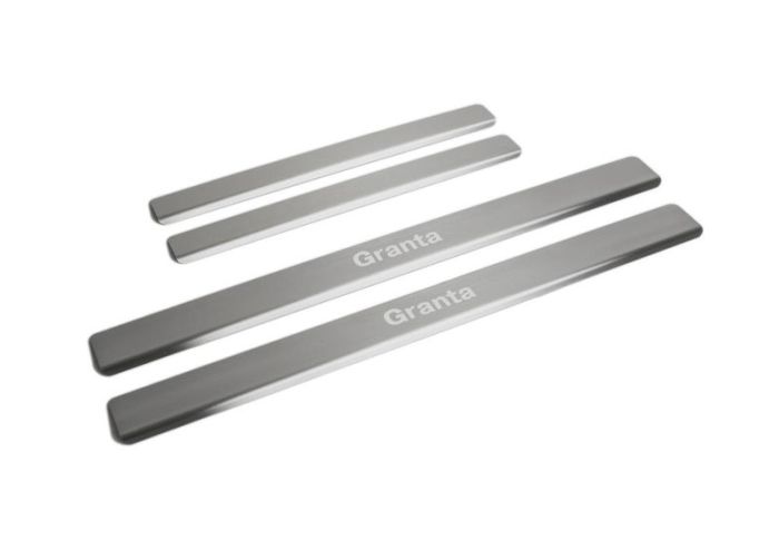 Door sills Lada Granta from 2018 to 2022, set of 4 pcs., stainless steel steel, Rival art. NP.6002.3