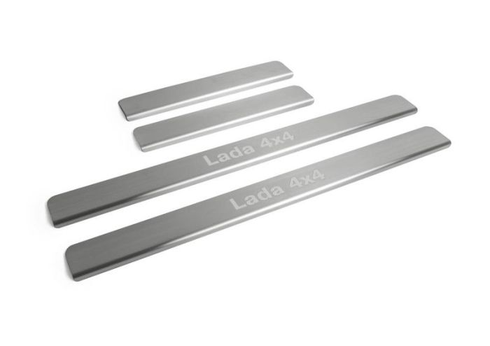 Door sills Lada 4x4 from 1995 to 2022, 5 doors, set of 4 pcs., stainless steel steel, Rival art. NP.6006.3