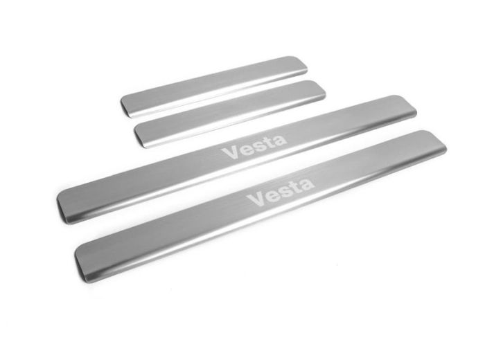 Door sills Lada Vesta from 2015 to 2022, set of 4 pcs., stainless steel steel, Rival art. NP.6007.3