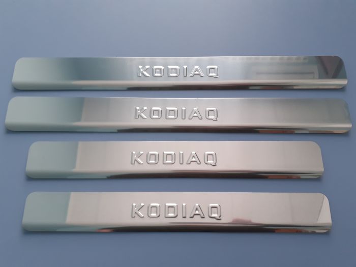 Door sills Skoda Kodiaq from 2017 to 2022, set of 4 pcs., stainless steel steel, 3M tape, Lider