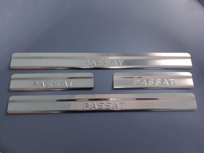 Door sills Volkswagen Passat B7 from 2010 to 2015, set of 4 pcs., stainless steel steel, 3M tape, Lider