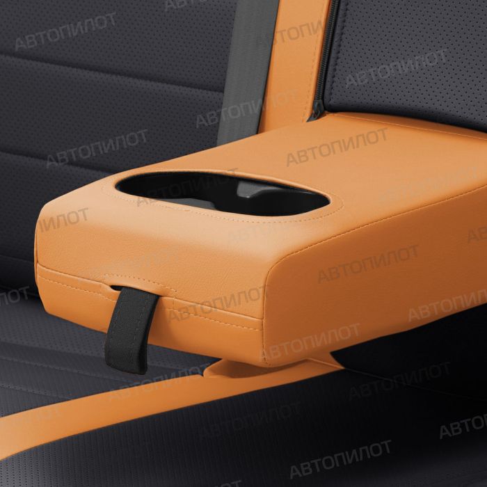 Seat covers for Audi A5 from 2007 to 2021, 2 doors, pattern Stitching, eco leather, orange + black, Autopilot