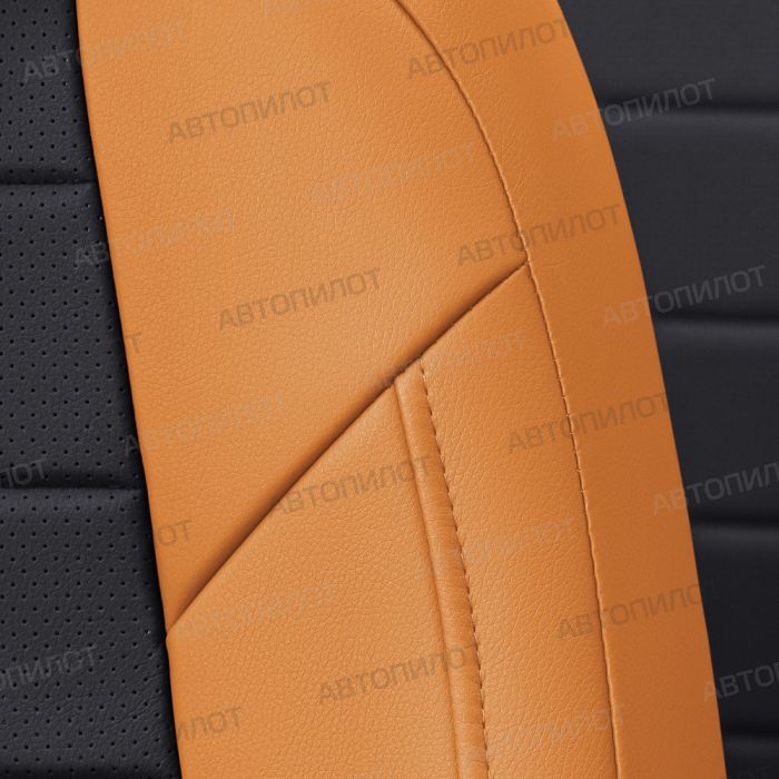 Seat covers for Audi A5 from 2007 to 2021, 2 doors, pattern Stitching, eco leather, orange + black, Autopilot