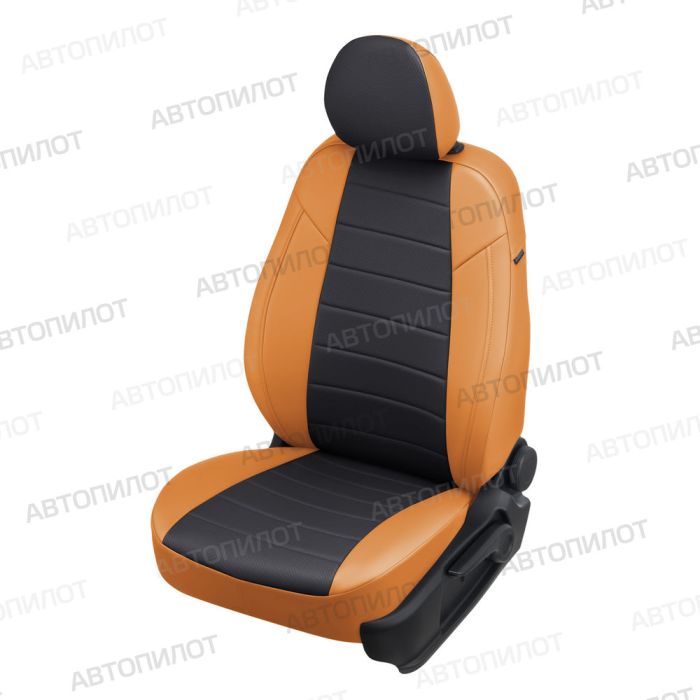 Seat covers for Audi A5 from 2007 to 2021, 2 doors, pattern Stitching, eco leather, orange + black, Autopilot