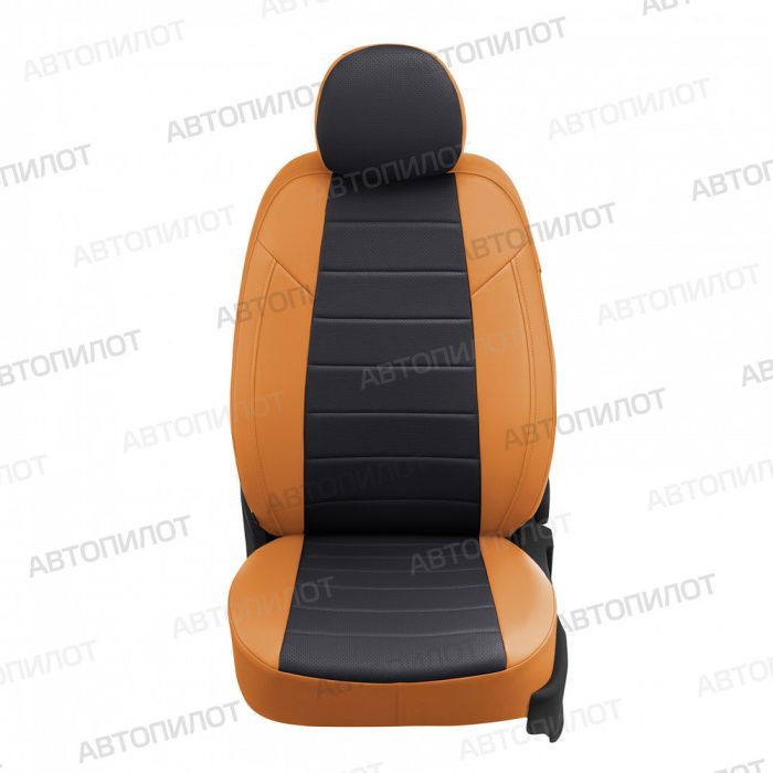 Seat covers for Audi A5 from 2007 to 2021, 2 doors, pattern Stitching, eco leather, orange + black, Autopilot