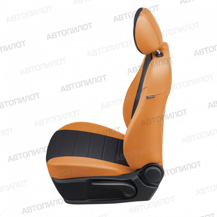 Seat covers for Audi A5 from 2007 to 2021, 2 doors, pattern Stitching, eco leather, orange + black, Autopilot