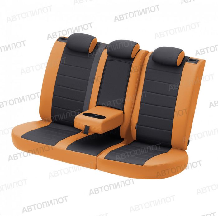 Seat covers for Audi A5 from 2007 to 2021, 2 doors, pattern Stitching, eco leather, orange + black, Autopilot