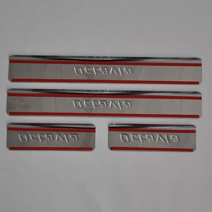 Door sills Skoda Octavia A5 from 2004 to 2013, set of 4 pcs., stainless steel steel, 3M tape, Lider