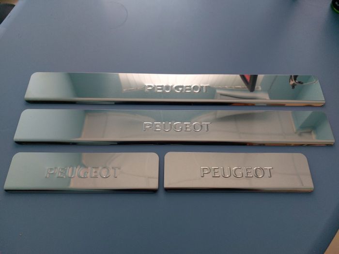 Door sills Peugeot 301 from 2013 to 2022, set of 4 pcs., stainless steel steel, 3M tape, Lider