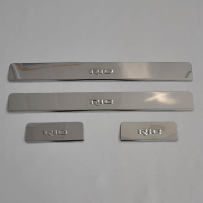 Door sills Kia Rio from 2011 to 2016, set of 4 pcs., stainless steel steel, 3M tape, Lider