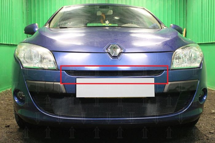 Radiator mesh Renault Megane from 2009 to 2012, top, black, Standart, AllEst