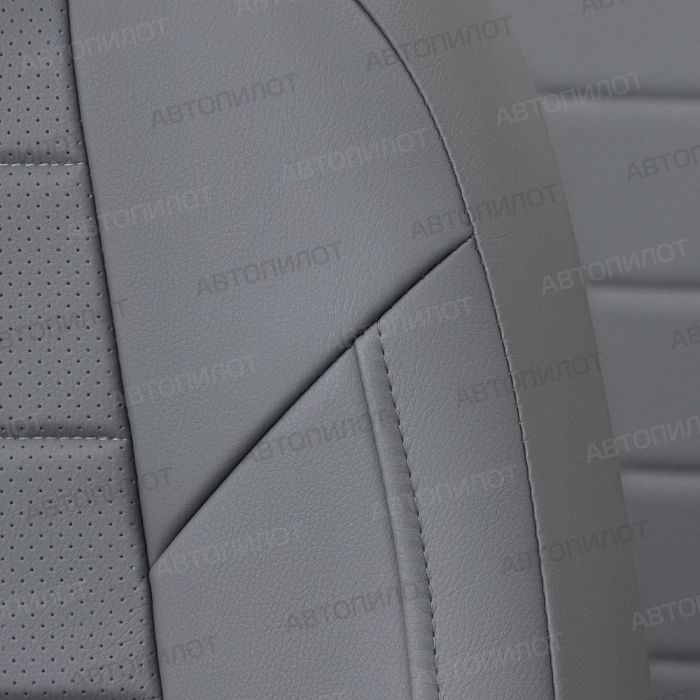 Seat covers Lada Priora from 2014 to 2018, hatchback, pattern Stitching, eco-leather, grey, Autopilot