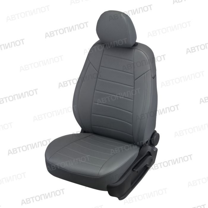 Seat covers Lada Priora from 2014 to 2018, hatchback, pattern Stitching, eco-leather, grey, Autopilot