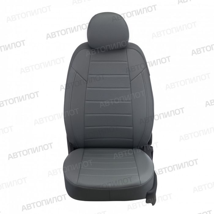 Seat covers Lada Priora from 2014 to 2018, hatchback, pattern Stitching, eco-leather, grey, Autopilot