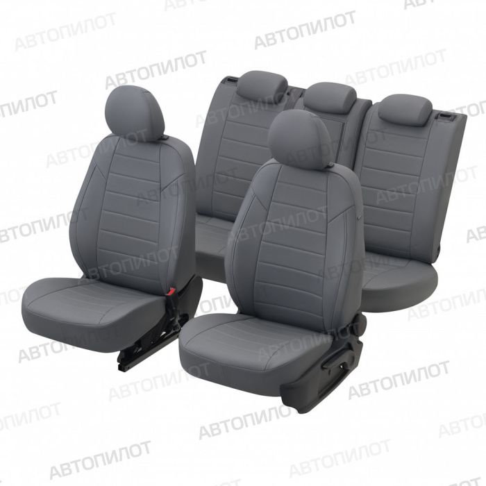 Seat covers Lada Vesta from 2015 to 2022, sedan, station wagon, cross, pattern Stitching, eco-leather, grey, Autopilot