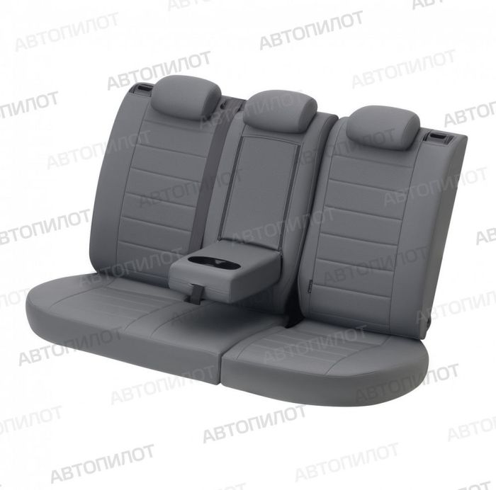 Seat covers Lada Priora from 2014 to 2018, hatchback, pattern Stitching, eco-leather, grey, Autopilot