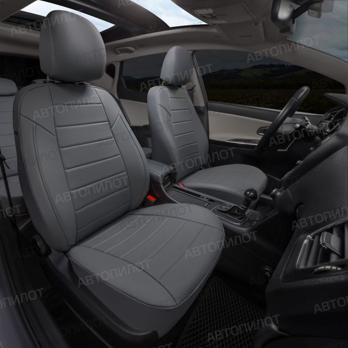 Seat covers Lada Vesta from 2015 to 2022, sedan, station wagon, cross, pattern Stitching, eco-leather, grey, Autopilot