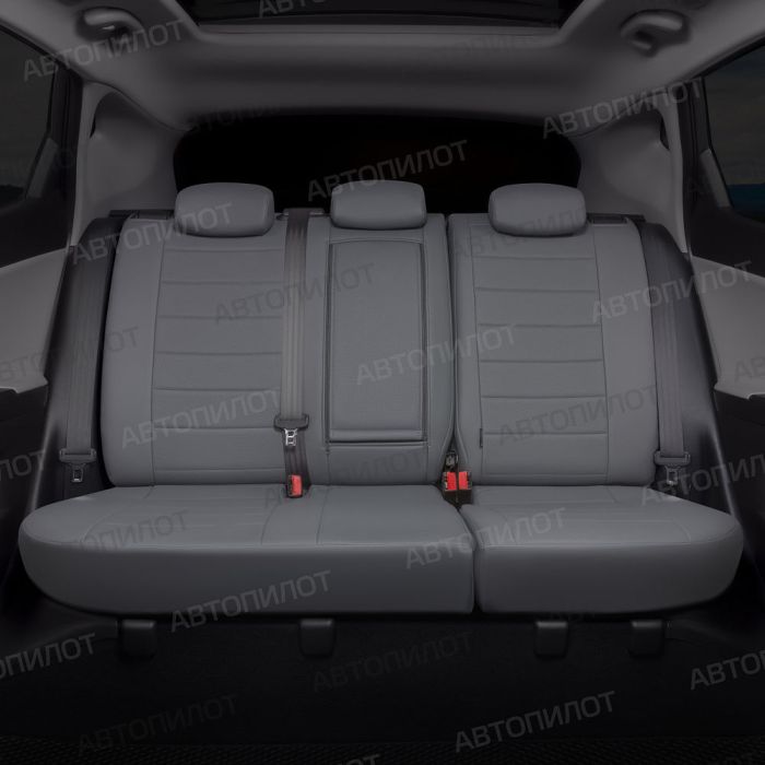 Seat covers Lada Priora from 2014 to 2018, hatchback, pattern Stitching, eco-leather, grey, Autopilot