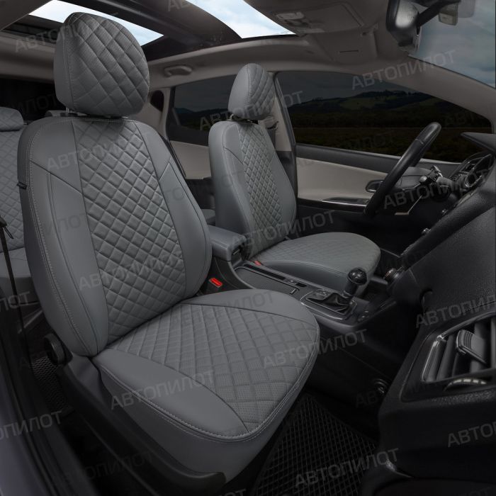 Seat covers for Kia Sportage from 2010 to 2016, Rhombus pattern, eco leather, grey, Autopilot